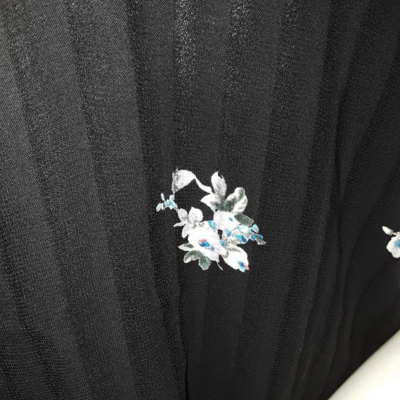 Vintage Metaphor Black Lined Striped Floral Flowy Circle Tank Top XL - Picture 4 of 6